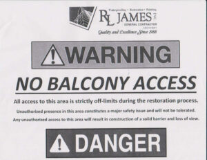 Warning No Balcony Access Sign